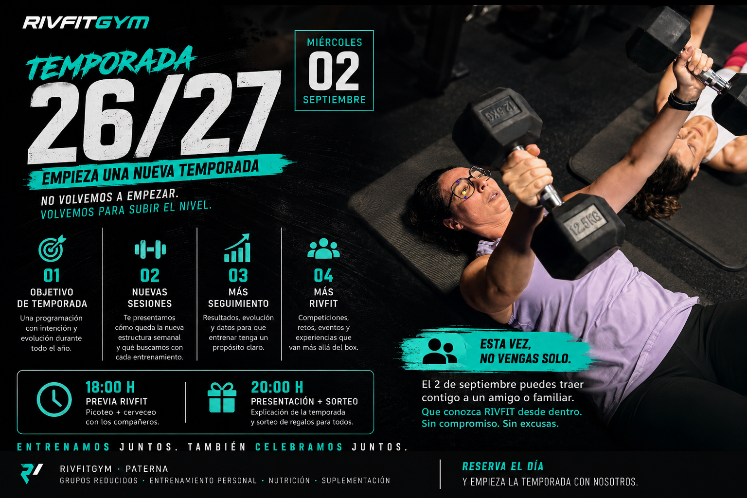Inicio de temporada 2026/27 de RIVFITGYM en Paterna · entrenamiento en grupos reducidos